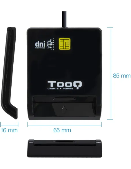 TooQ TQR-211B Lector de DNIe USB-C Negro