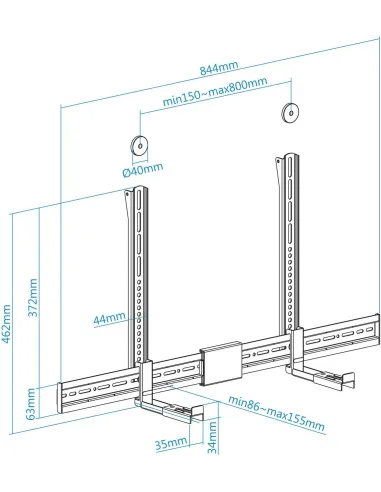 TooQ TQSBM-01 Soporte Barra Sonido para TV Multi-Instalación Máx. 15 Kg Negra