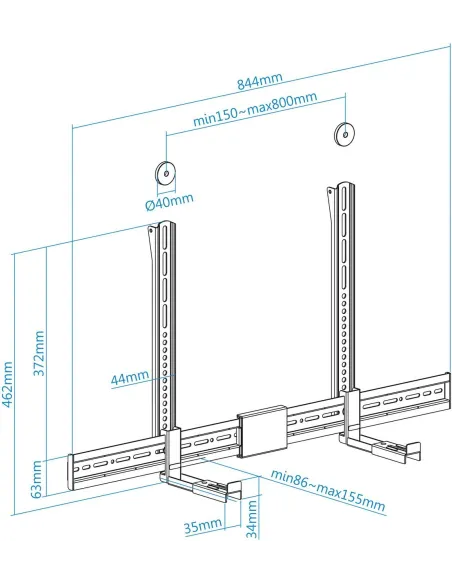 TooQ TQSBM-01 Soporte Barra Sonido para TV Multi-Instalación Máx. 15 Kg Negra