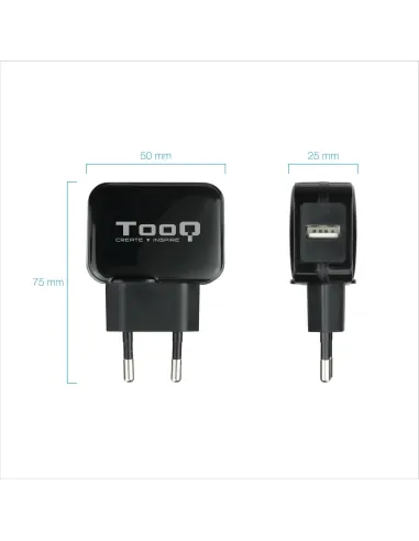 TooQ TQWC-1S01 Cargador de Pared 12 W USB-A 2.0 Negro