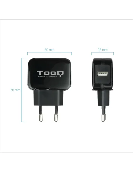 TooQ TQWC-1S01 Cargador de Pared 12 W USB-A 2.0 Negro