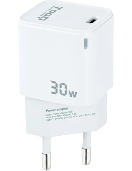 TooQ TQWC-GANPD30WT Cargador de Pared 30W USB-C Blanco