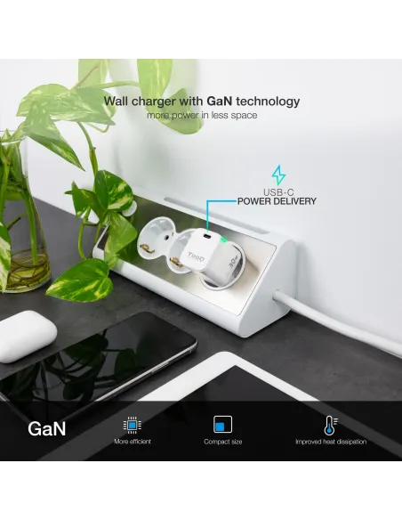TooQ TQWC-GANPD30WT Cargador de Pared 30W USB-C Blanco