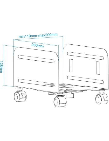 TooQ UMCS0004-B Soporte para CPU con Ruedas Máx. 10 Kg Negro
