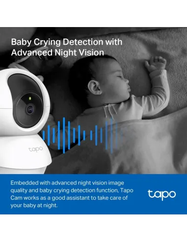 TP-Link Tapo C200 Cámara de Vigilancia 360º Wifi con Visión Nocturna y Sensor de Movimiento Blanca