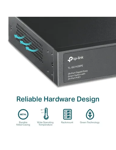TP-Link TL-SG1428PE Switch L2 Gestionado 24 Puertos PoE + 2 Puertos SFP