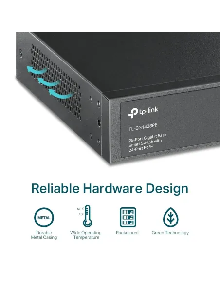 TP-Link TL-SG1428PE Switch L2 Gestionado 24 Puertos PoE + 2 Puertos SFP