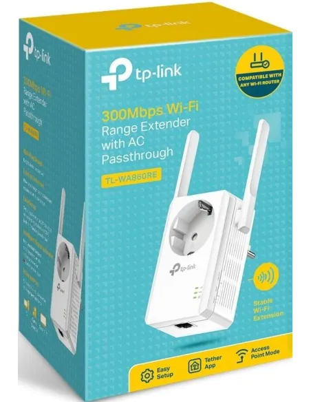 TP-Link TL-WA860RE Repetidor WiFi/Amplificador 300Mbps Wifi 4 Enchufe Incorporado