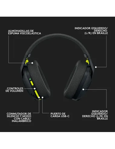 Logitech G435 LIGHTSPEED Auriculares Gaming Inalámbricos Negros