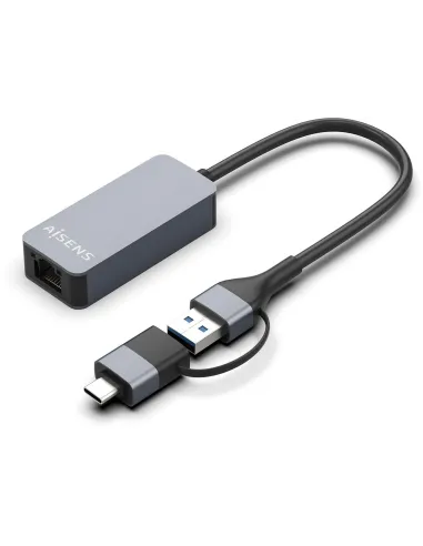 Aisens A109-0710 Conversor USB 3.2 Gen1 USB-A+USB-C a Ethernet 2.5G 10/100/1000/2500 Mbps 15cm Gris