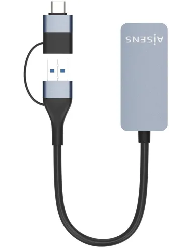 Aisens A109-0710 Conversor USB 3.2 Gen1 USB-A+USB-C a Ethernet 2.5G 10/100/1000/2500 Mbps 15cm Gris
