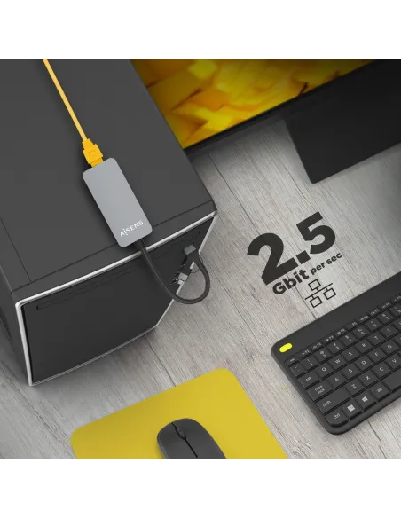 Aisens A109-0710 Conversor USB 3.2 Gen1 USB-A+USB-C a Ethernet 2.5G 10/100/1000/2500 Mbps 15cm Gris