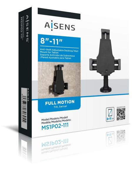 Aisens MS1P02-111 Soporte Profesional Antirobo de Sobremesa/Pared Ajustable para Tablet Negro