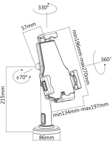 Aisens MS1P02-111 Soporte Profesional Antirobo de Sobremesa/Pared Ajustable para Tablet Negro
