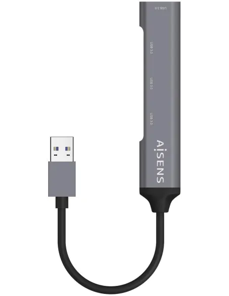 Aisens A106-0540 HUB USB 3.0 a USB-A 3.0 4 Puertos 10 cm Gris