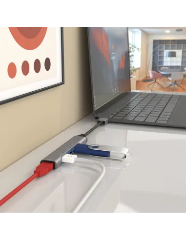 Aisens A106-0540 HUB USB 3.0 a USB-A 3.0 4 Puertos 10 cm Gris