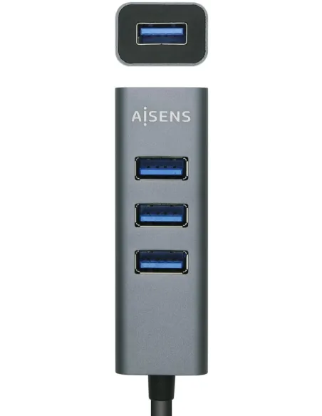 Aisens A109-0508 HUB USB-C 3.0 a USB-A 3.0 4 Puertos 10 cm Gris