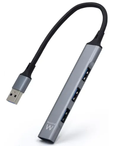 Ewent EW1144 HUB USB-A 3.0 a USB-A 3.0 4 Puertos 17 cm Gris