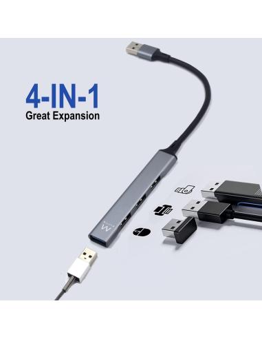 Ewent EW1144 HUB USB-A 3.0 a USB-A 3.0 4 Puertos 17 cm Gris