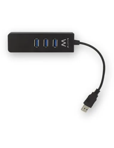 Ewent EW1140 HUB USB-A 3.0 a USB-A 3.0/RJ-45 4 Puertos 18 cm Negro