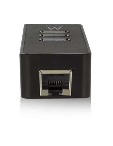 Ewent EW1140 HUB USB-A 3.0 a USB-A 3.0/RJ-45 4 Puertos 18 cm Negro
