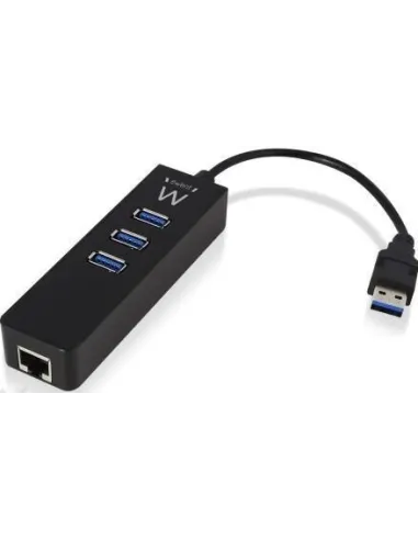 Ewent EW1140 HUB USB-A 3.0 a USB-A 3.0/RJ-45 4 Puertos 18 cm Negro