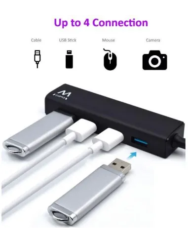 Ewent EW1136 HUB USB-A 3.0 a UBS-A 3.0 4 puertos 15 cm Negro