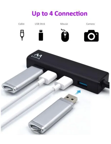 Ewent EW1136 HUB USB-A 3.0 a UBS-A 3.0 4 puertos 15 cm Negro