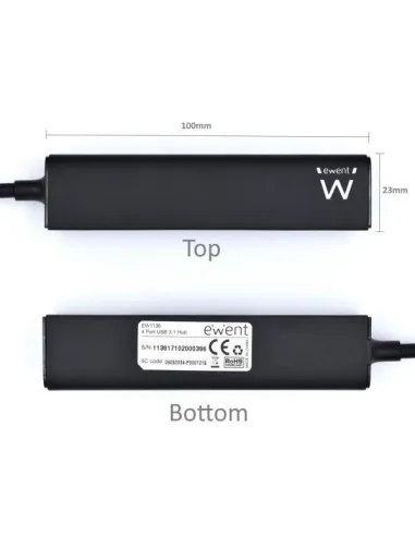 Ewent EW1136 HUB USB-A 3.0 a UBS-A 3.0 4 puertos 15 cm Negro