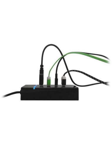 Ewent EW1137 HUB USB-C a USB-A 3.0 4 Puertos 30 cm Negro