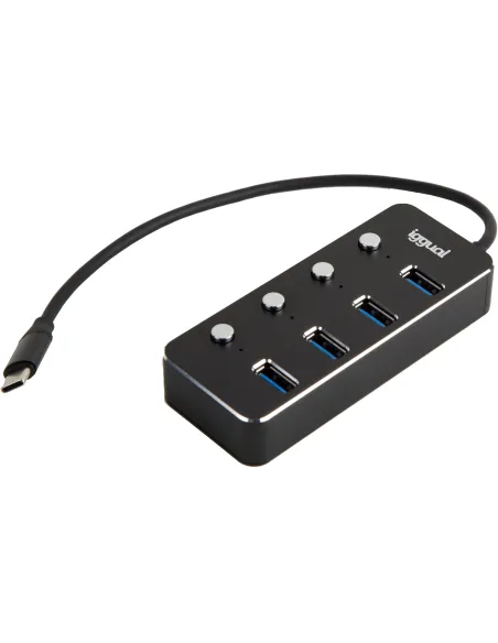 Iggual IGG318485 HUB USB-C 3.0 a USB-A 3.0 4 Puertos 24 cm Negro