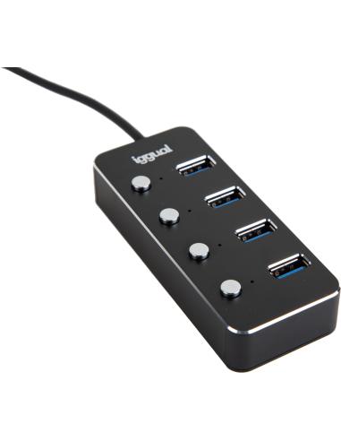 Iggual IGG318485 HUB USB-C 3.0 a USB-A 3.0 4 Puertos 24 cm Negro