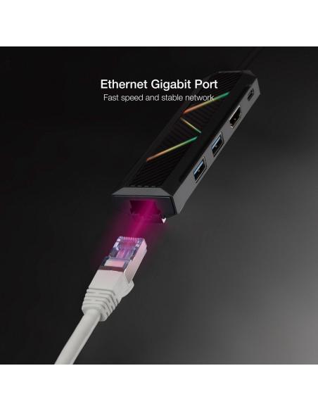 Nanocable 10.16.0501 HUB USB-C a USB-A/USB-C/HDMI/RJ-45 5 Puertos 15 cm Negro