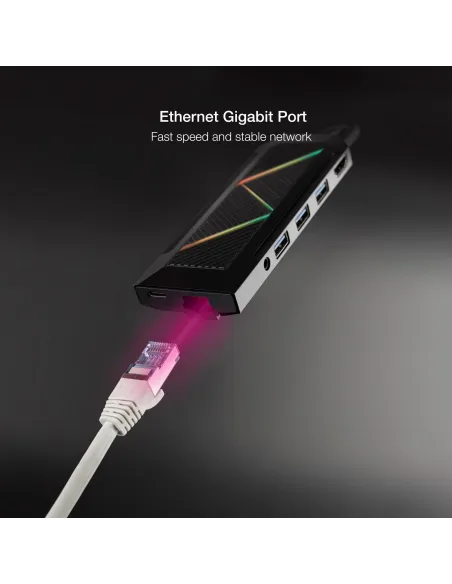 Nanocable 10.16.0901 HUB USB-C a USB-C/HDMI/RJ-45/microSD/SD/Jack 3.5mm 9 Puertos 15 cm Negro
