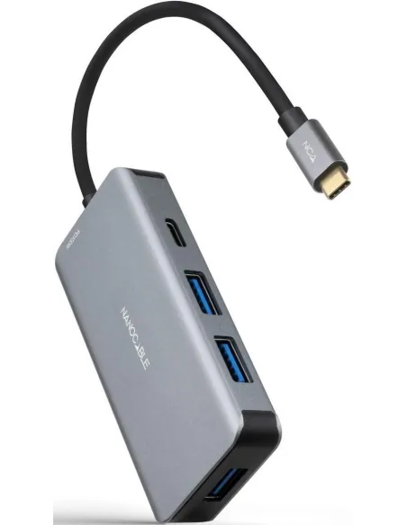 Nanocable 10.16.1005 HUB USB-C 3.0 a USB-C 3.0/USB-A 3.0 5 Puertos 15 cm Gris