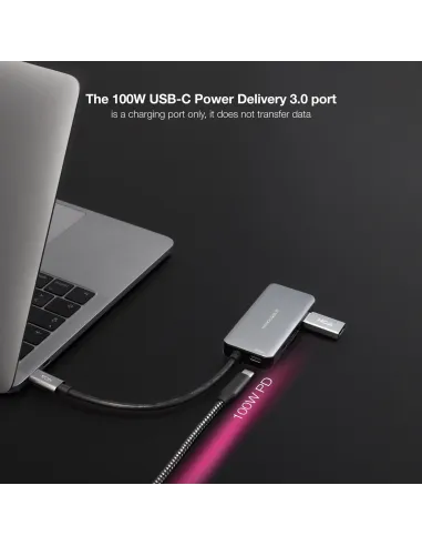 Nanocable 10.16.1005 HUB USB-C 3.0 a USB-C 3.0/USB-A 3.0 5 Puertos 15 cm Gris