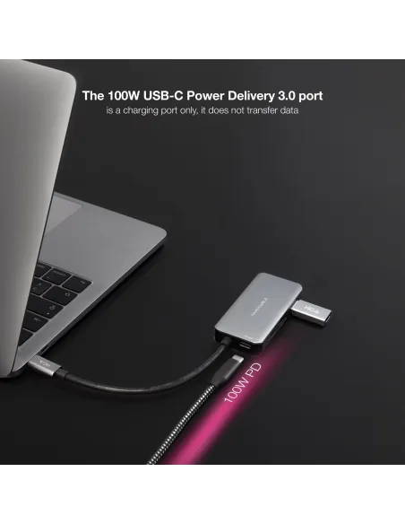 Nanocable 10.16.1005 HUB USB-C 3.0 a USB-C 3.0/USB-A 3.0 5 Puertos 15 cm Gris