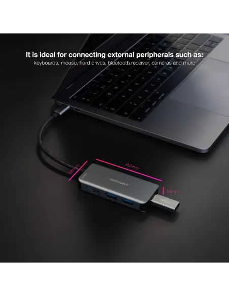 Nanocable 10.16.1005 HUB USB-C 3.0 a USB-C 3.0/USB-A 3.0 5 Puertos 15 cm Gris