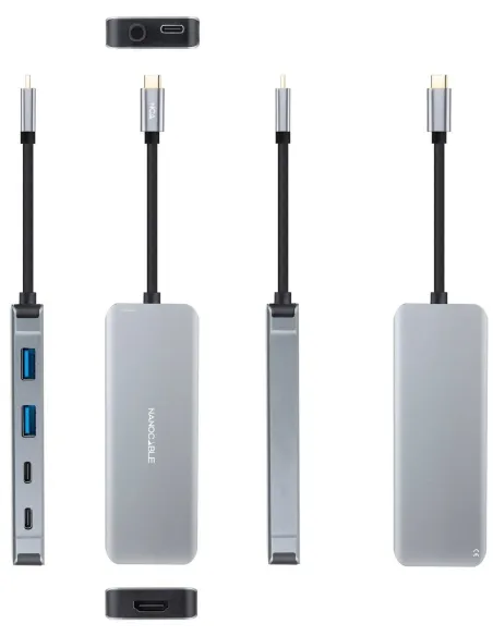 Nanocable 10.16.1006 HUB USB-C 3.0 a USB-A 3.0/USB-C 3.0/HDMI 6 Puertos 15 cm Negro