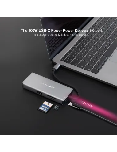 Nanocable 10.16.1009 HUB USB-C 3.0 a USB-A 2.0 y 3.0/HDMI/RJ-45/microSD/SD 9 Puertos 15 cm Gris