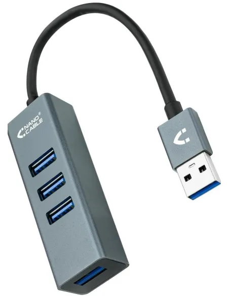 Nanocable 10.16.4402 HUB USB-A 3.0 a USB-A 3.0 4 Puertos 10 cm Gris