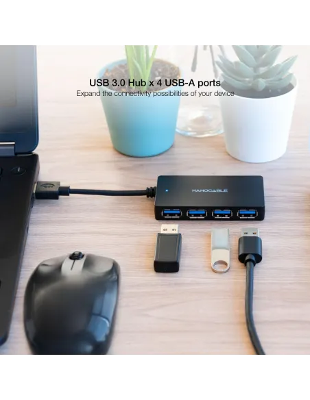 Nanocable 10.16.4403 HUB USB-A 3.0 a USB-A 3.0 4 Puertos 15 cm Negro