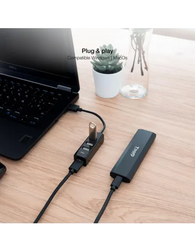 Nanocable 10.16.4404 USB-A a USB-A 4 Puertos 15 cm Negro