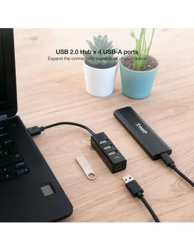 Nanocable 10.16.4404 USB-A a USB-A 4 Puertos 15 cm Negro