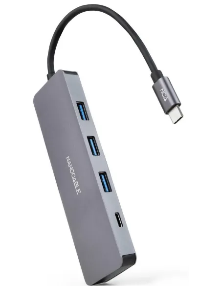 Nanocable 10.16.4409 HUB USB-C 3.0 a USB-A 3.0 4 Puertos 10 cm Gris