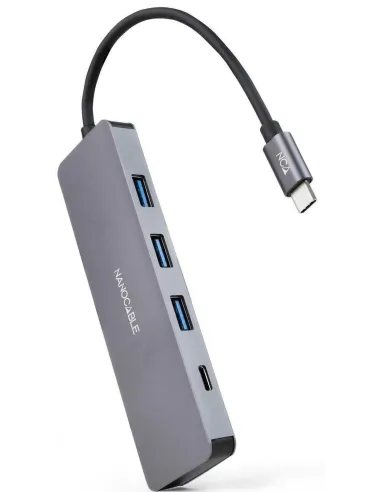Nanocable 10.16.4409 HUB USB-C 3.0 a USB-A 3.0 4 Puertos 10 cm Gris