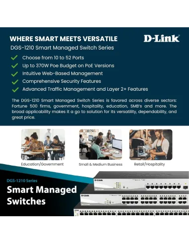 D-Link DGS-1210-10/E Smart+ Switch Gestionado 8 Puertos Ethernet + 2 Puertos SFP