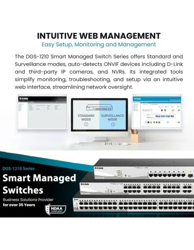 D-Link DGS-1210-10/E Smart+ Switch Gestionado 8 Puertos Ethernet + 2 Puertos SFP
