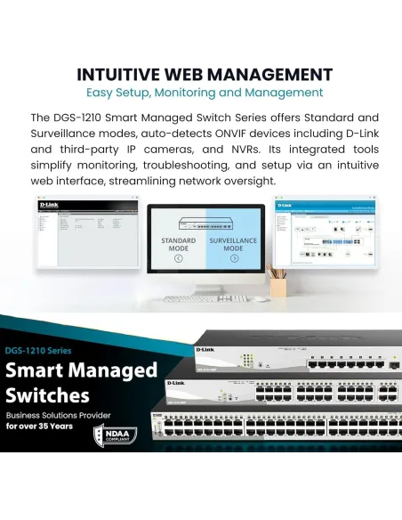 D-Link DGS-1210-10/E Smart+ Switch Gestionado 8 Puertos Ethernet + 2 Puertos SFP