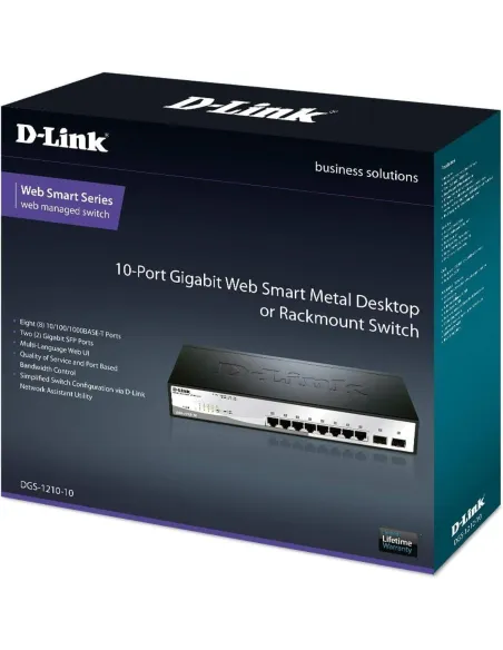 D-Link DGS-1210-10/E Smart+ Switch Gestionado 8 Puertos Ethernet + 2 Puertos SFP